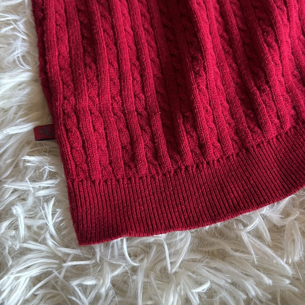 Ralph Lauren cotton cable knit V neck sweater size Large - Picture 2 of 6